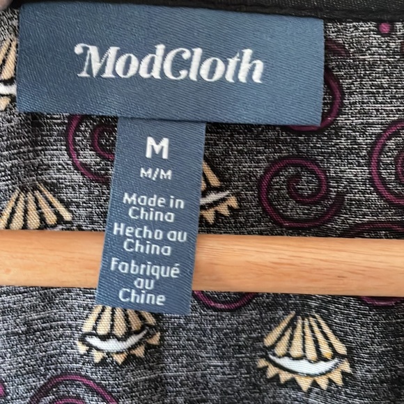 ModCloth Scoop Neck Retro Astro Semi Sheer Blouse - Picture 6 of 11